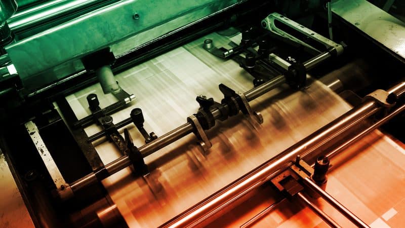 Two colour printing press at EGP UK