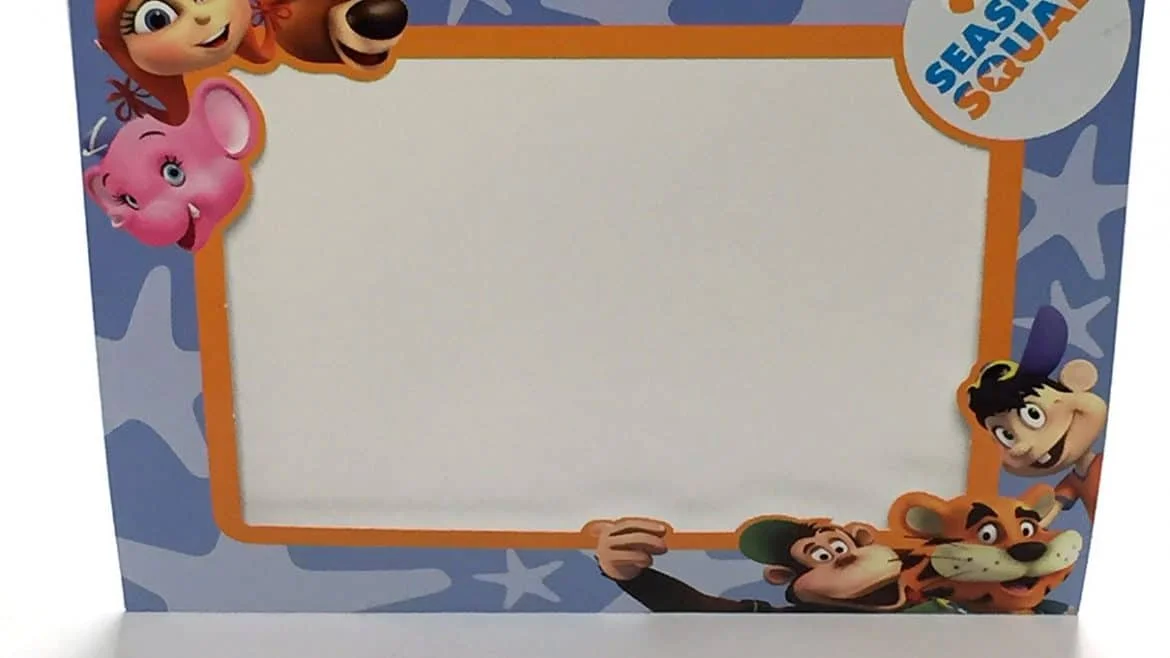 Blank decorated photo frame on white background